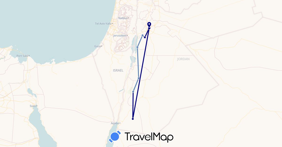 TravelMap itinerary: driving, cycling in Jordan (Asia)